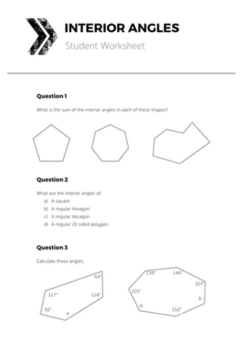 Interior And Exterior Angles Of Polygons Worksheets