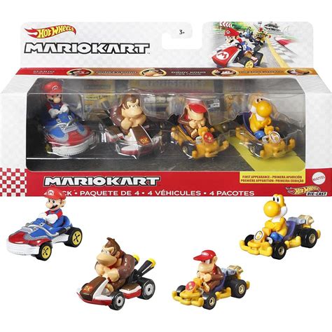 Hot Wheels Mario Kart Vehicle 4 Pack Set Fan Favorite Characters 164 Alloy Car Model Die Cast