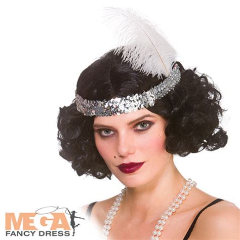 Ladies Black Curly Flapper Wig 1920s Gatsby Fancy Dress Costume Mega Fancy Dress Uk