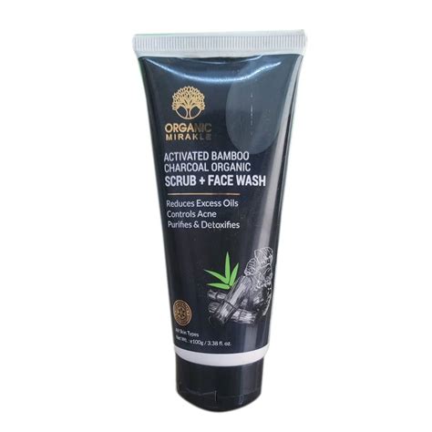 Herbal Activated Bamboo Charcoal Organic Scrub And Face Wash For Skin