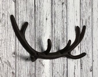 Cast Iron Stag Head Wall Coat Hook Rack Etsy Uk