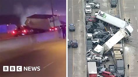 Driver Captures Footage Of Deadly Mass Pile Up On A Texas Highway BBC