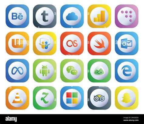 Social Media Icon Pack Including Vlc Basecamp Swift Messenger