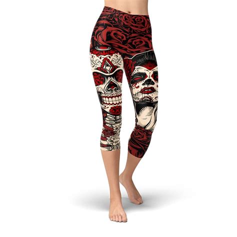 Sugar Skull Leggings Day Of The Dead Leggings High Waist Etsy