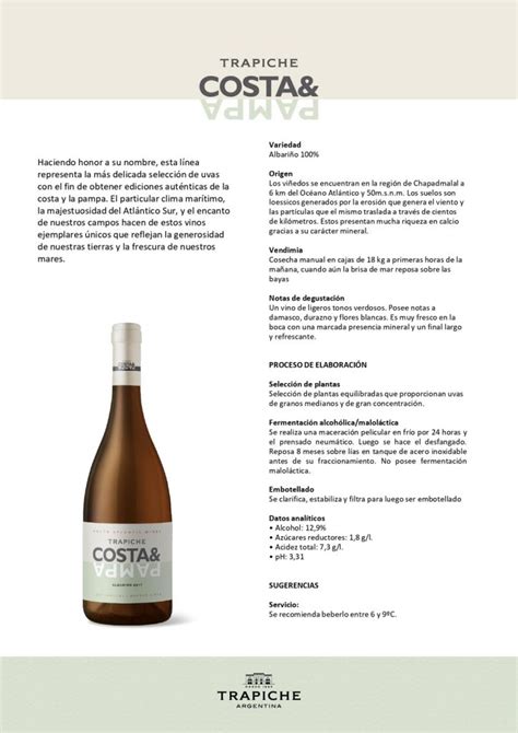 Trapiche Costa Pampa Albariño Auténtico de la Costa Atlántica AgroNoa