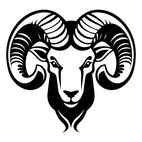 Strong And Powerful Ram Head Logo In Black And White Premium Ai