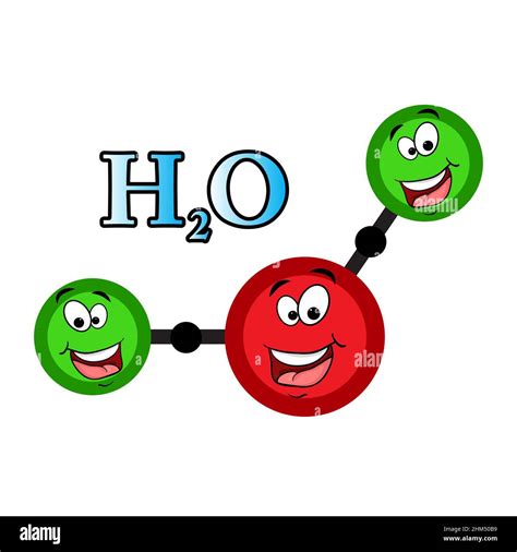 H2o Character Water Molecule Structure Liquid Aqua Atom Formula With