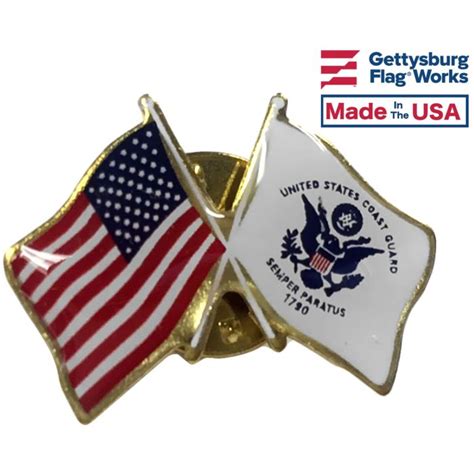 Coast Guard Flag Lapel Pin Double Waving Flag Wusa