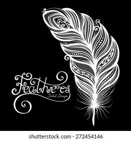 Peerless Decorative Feather Tribal Design Tattoo Stock Illustration