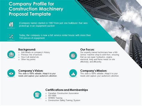 Company Profile For Construction Machinery Proposal Template Ppt Powerpoint Presentation Model ...