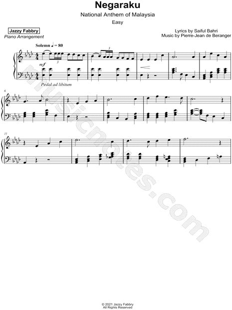 Jazzy Fabbry "Negaraku [easy]" Sheet Music (Piano Solo) in Ab Major - Download & Print - SKU ...