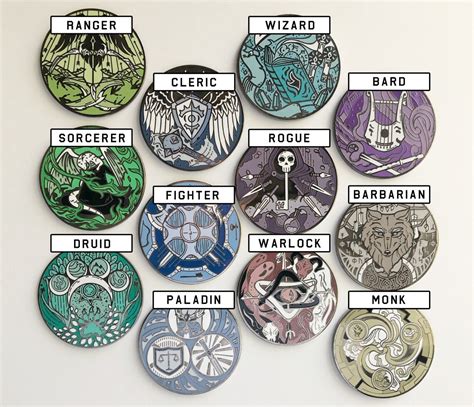 Rpg Class Emblems Bundle 12 Core Classes Hard Enamel Pins Etsy