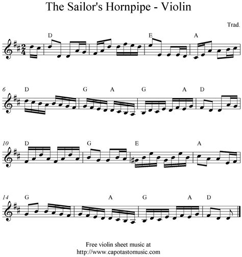 The Sailors Hornpipe Free Violin Sheet Mulsic Notes