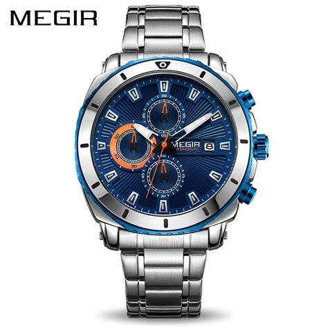 Megir Chronograph Quartz Men Watch Luxury Brand Stainless Steel