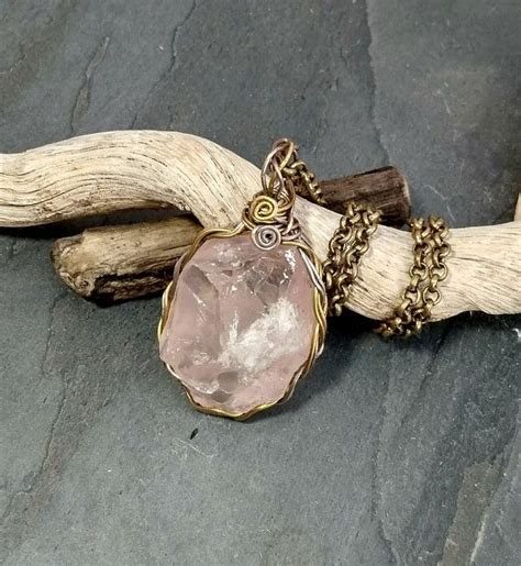 Raw Rose Quartz Necklace Love Stone Natural Stone Jewelry Etsy Raw Stone Necklace Raw Rose