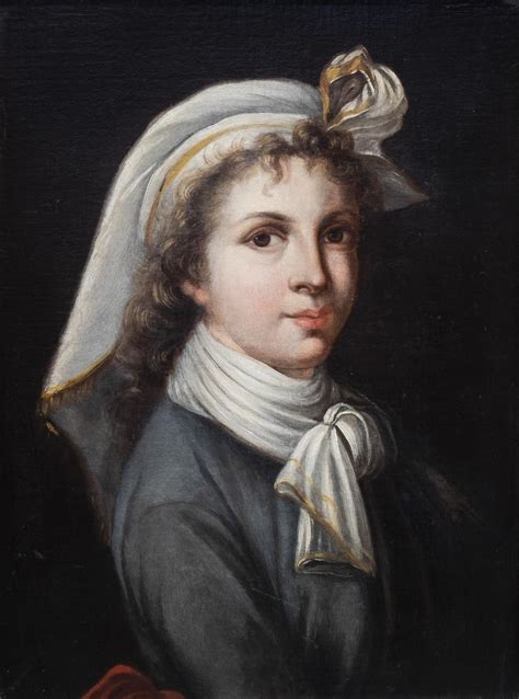 Franse School Portret Van Een Jongedame Olie Op Doek 19de Eeuw