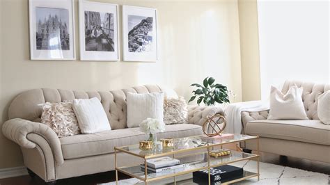 Living Room Tour - White, Beige, Gold Decor — H A N A N