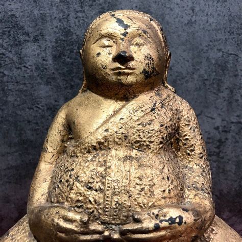 11 Seated Sangkajai Fat Buddha Statue Gild Thai Antique Etsy