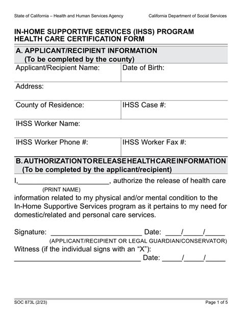 Form Soc873l Download Fillable Pdf Or Fill Online In Home Supportive Services Ihss Program