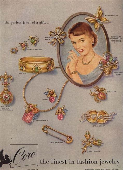 1950s Jewelry Advertising 1950 Coro Jewelry In Pretty Pastels And Gold