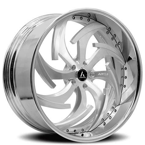 20 Staggered Artis Forged Wheels Dagger Brushed Silver Face With