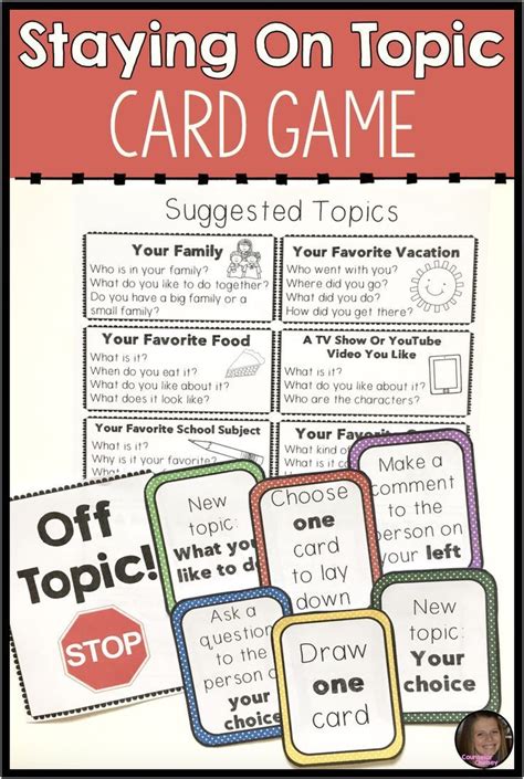 Conversation Skills Card Game For Initiating Staying On Topic Turn