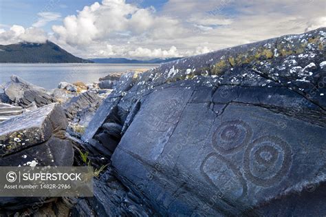 USA Alaska Wrangell Petroglyph Representing Human Face SuperStock