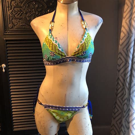 Trina Turk Seychelles String Bikini Swimsuit Boho Tri Gem