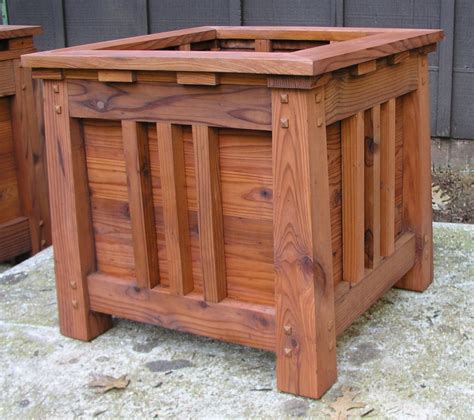 Craftsman Style Redwood Planter Box Mission By MidCenturyWoodShop