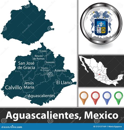 Map Of Aguascalientes Mexico Stock Vector Illustration Of Mexican