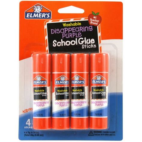 Elmers Disappearing Purple Washable School Glue Sticks 024 Oz 4