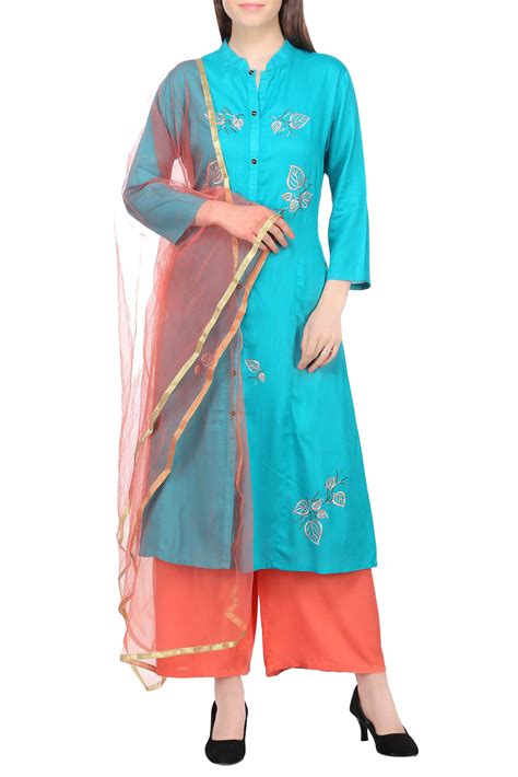 Buy Blue Straight Kurta Set For Women By Adara Khan Online At Aza Fashions