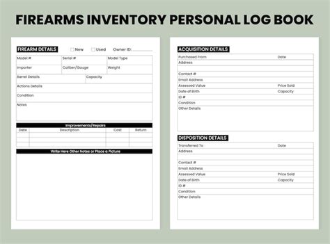 Premium Vector Firearms Inventory Personal Log Book For Kdp Interior