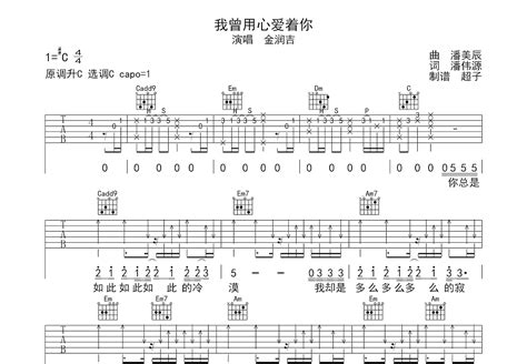 我曾用心爱着你吉他谱 金润吉 C调弹唱57 单曲版 吉他世界