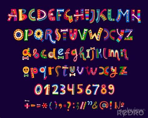 Mexican Cartoon Font Of Vector Alphabet Letters And Numbers Type