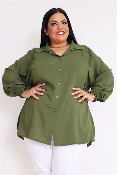 Camisa Social Feminina Plus Size Modaliss