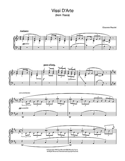 Vissi D Arte From Tosca Sheet Music By Giacomo Puccini Piano 33664