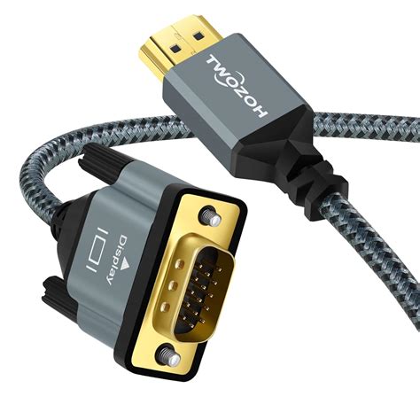 Twozoh HDMI To VGA Cable 1M Aluminum Alloy Shell Nylon Braided Gold