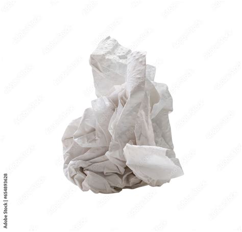 Single Screwed Or Crumpled Tissue Paper Or Napkin In Strange Shape