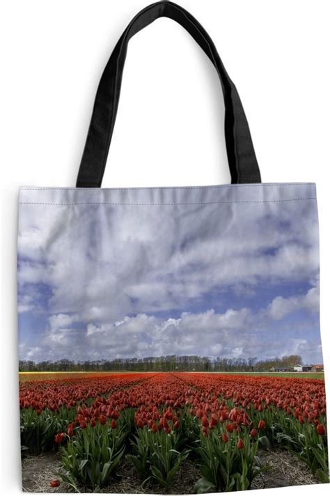 Schoudertas Strandtas Shopper Rode Tulpen Bij De Keukenhof In Zuid