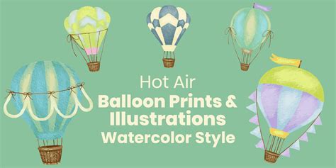 40 Watercolor Style Hot Air Balloon Illustrations And Prints