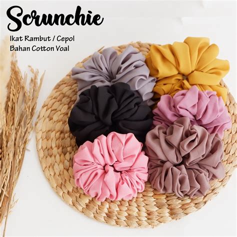 Jual Okegan Jeans Scrunchie Jumbo Cepol Hijab Cepolan Kucir