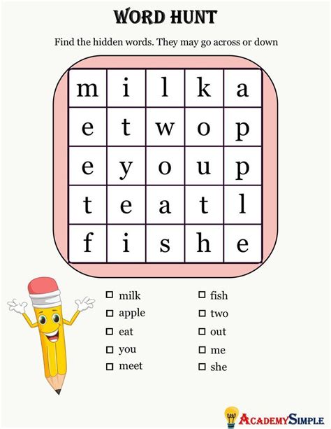 Word Hunt #1 | English activities for kids, Word puzzles for kids ...