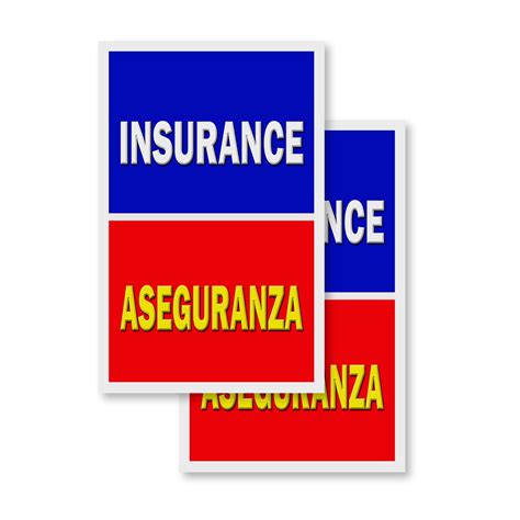 Insurance Aseguranza 2 Pack 24 X 36 Vinyl Decals Sign Insert Peel