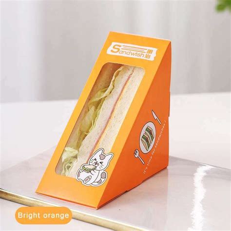 Wholesale Sandwich Packaging Box Disposable With Window Triangle