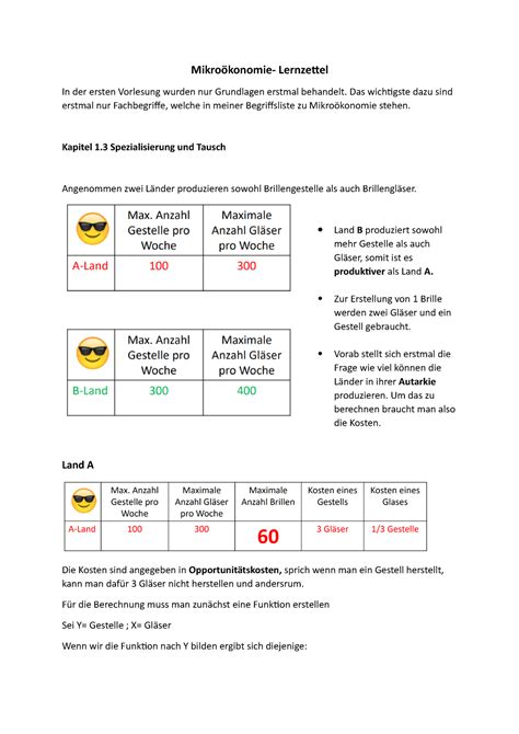 Mikroökonomie lernzettel Nr Mikroökonomie Lernzettel In der ersten