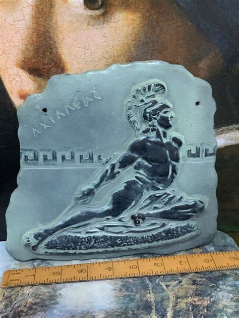 Vintage Ceramic Achilles Nude Portrait Wall Plaque Reproduction Ancient Greek Mythology