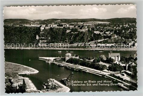 Ak Ansichtskarte Koblenz Rhein Mit Mosel Deutsches Eck Und Festung