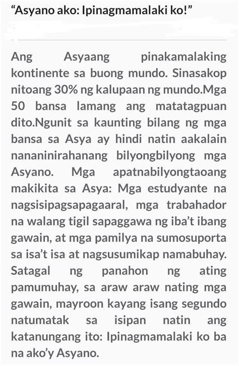 Sumulat Ng Isang Salawikain Tungkol Sa Pagiging Isang Asyano Ugali