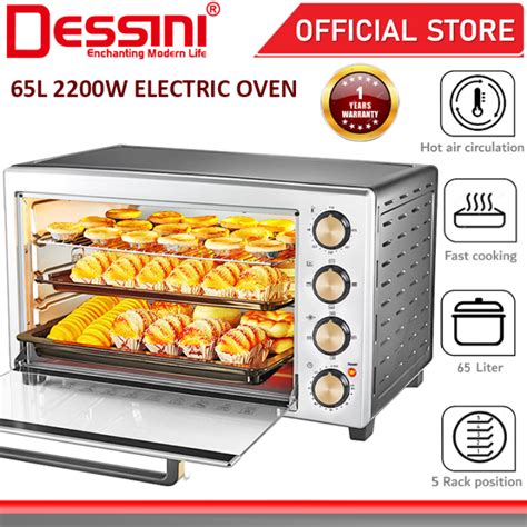 DESSINI ITALY L Electric Rotisserie Oven Convection Hot Air Fryer Toaster Timer Oil Free
